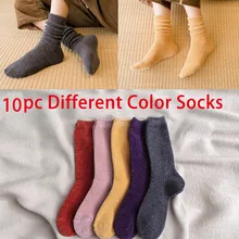 5 пар винтажные женские шерстяные кашемировые толстые зимние теплые мягкие однотонные Повседневные носки выше носки длиной по щиколотку