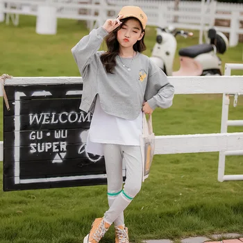 

Teen Kids Tracksuit for Girls Autumn Suit 2020 New Sweatershirt Vest Casual Leggings 3pcs Children's Clothes Set Girls Costume