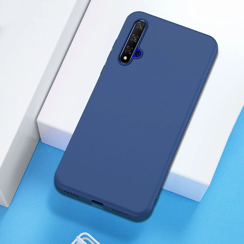 Чехол из жидкого силикона для huawei Honor 20, мягкий чехол для huawei P20 Lite mate 30 20 Nova 6 SE Honor V30 8X20 Pro 10 Lite, чехол - Цвет: Синий