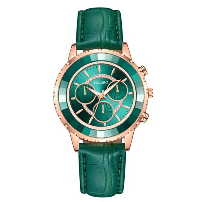 

Leather Ladies Watch Quartz Watch Fashion Wristwatch Green Watch Casual Women Watch Clock