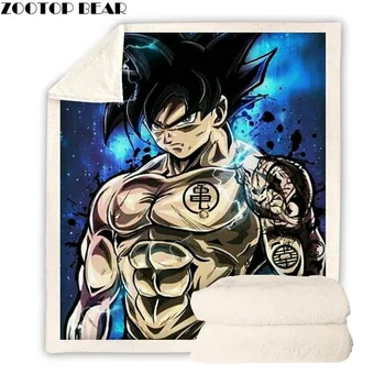 

3D Printed Popular Dragon Ball Anime Velvet Plush Throw Blanket Bedspread for Kid Girl Travel Quilt Sherpa Blanket