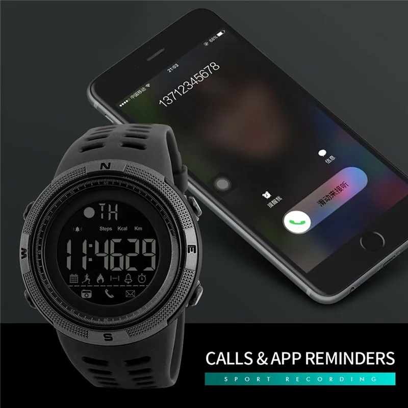 Модные мужские женские тактические Смарт-часы Bluetooth цифровые спортивные наручные часы водонепроницаемые военные