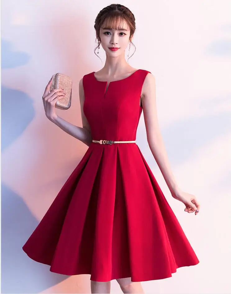 rose red На молнии «Розочка» для детей красное короткое платье для подружки невесты недорогое свадебное торжество платье на выпускной вечер Для женщин vestido madrinha - Цвет: rose red