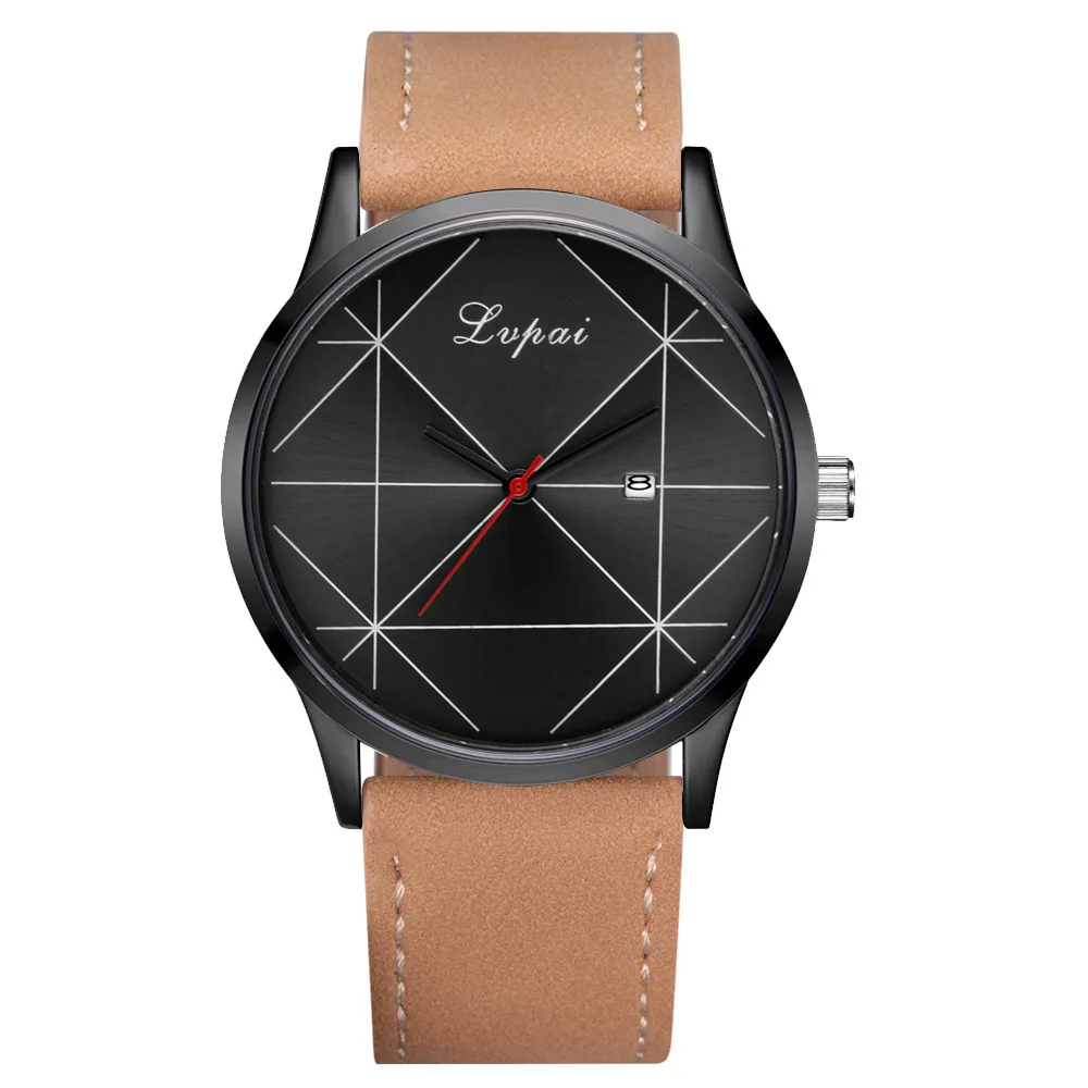 

Lvpai Men PU Strap Quartz Watch Trend Geometric Pattern Classic Leisure Luxury Hot Sale Watch Special Design Charm Male Clock