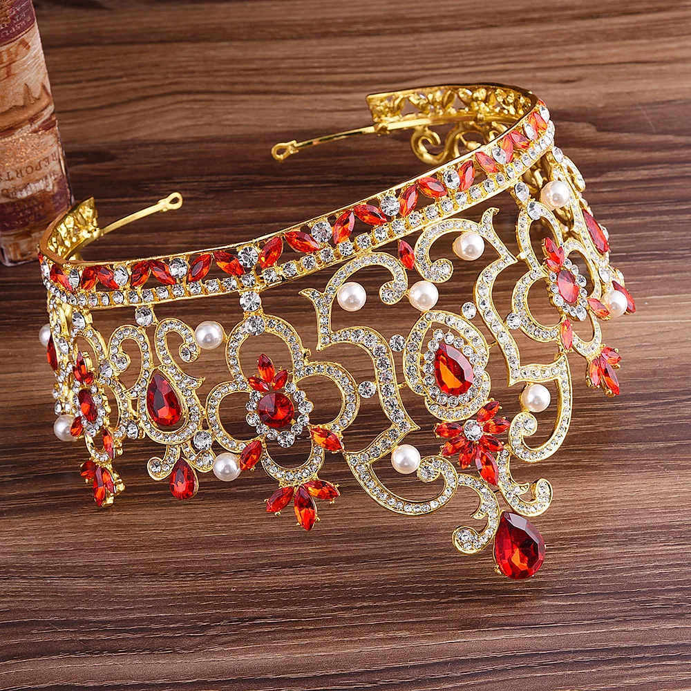 

H1106 New Style European Style Alloy Man-made Diamond Bride Large Crown Exaggeration Luxury Glorious Baroque Palace Crown