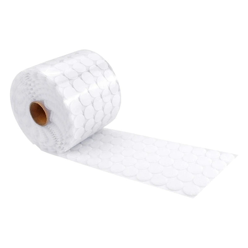 

200 Pairs of 2 cm Diameter Punching Type High Strength Round Hook and Loop Self-Adhesive Dot Tape White