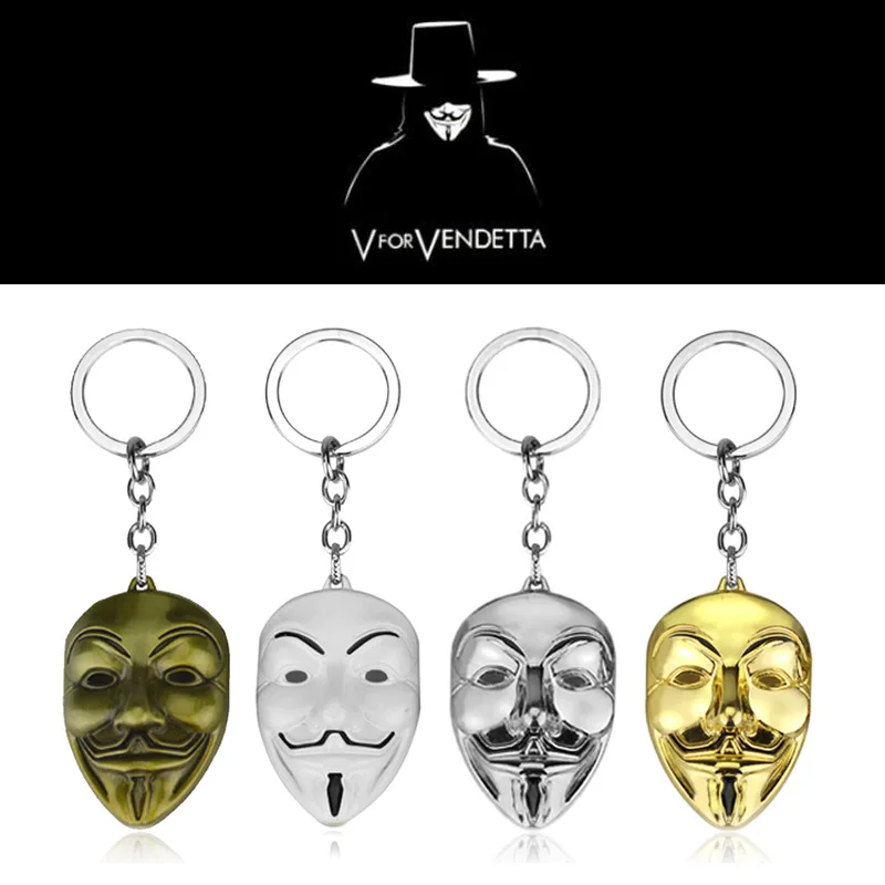 Брелок из фильма V-значит вендетта кольцо с Анонимной маской для мужчин и женщин
