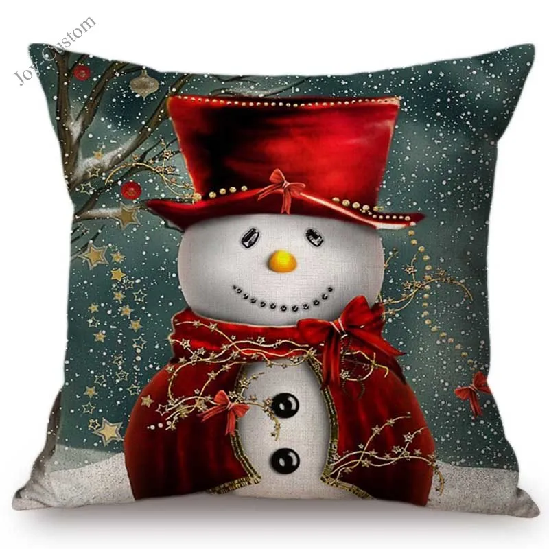 Рождественский декор искусство снеговик хлопок искусственная подушка чехол