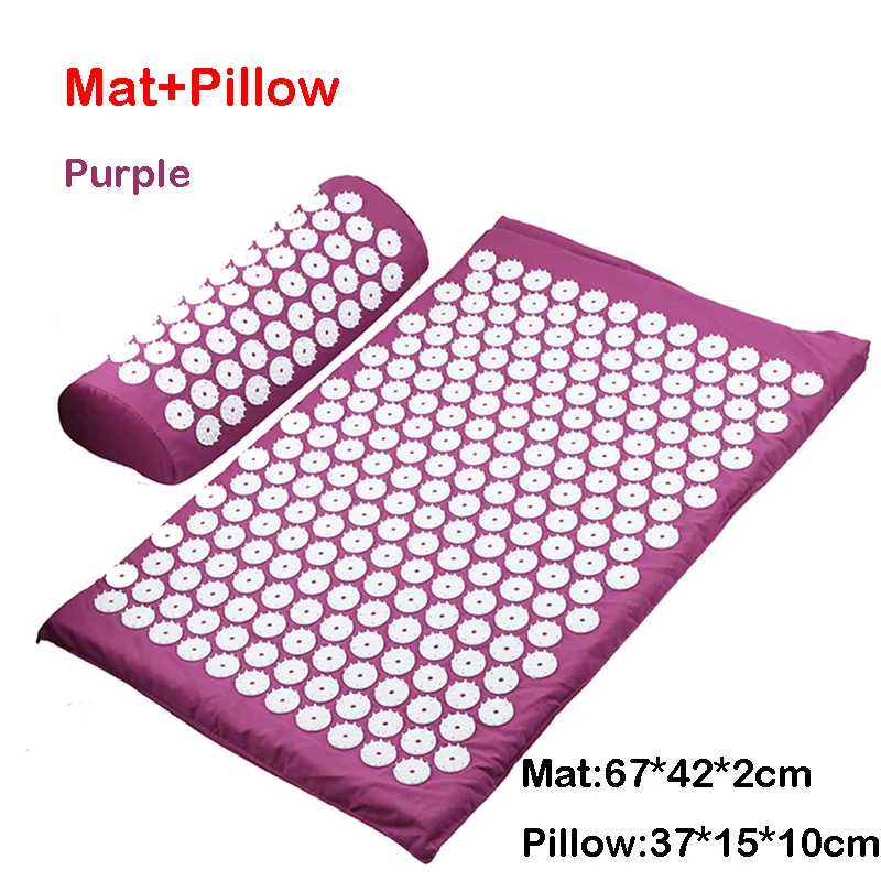 Purple mat pillow Акупрессура коврик Массажер подушка массаж йога коврик для снятия стресса боль в спине тела шип коврик массажный коврик - Цвет: Purple mat pillow