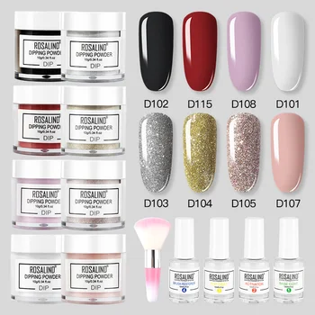 

ROSALIND Dip Powder Set Glitter No Need Lamp Dipping Powder Chrome Cure Nail Art Dust Holographic Powder Set For Manicure