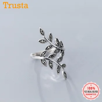 

Trustdavis Genuine 100% 925 Sterling Thai Silver leaves Leaf Open Finger Ring For Women Gilr Wedding Silver 925 Jewelry DS1775