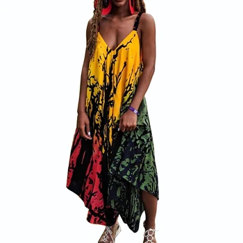 

Summer Colorful Print Loose Jumpsuits Spaghetti Strap Deep V Women Casual Sleeveless Club Overalls Sexy Romper Streetwear