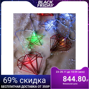 

Garland "Thread" 4 m with Star and Heart attachments, IP20, transparent thread, 20 LED, multi glow, 8 modes, 220 V