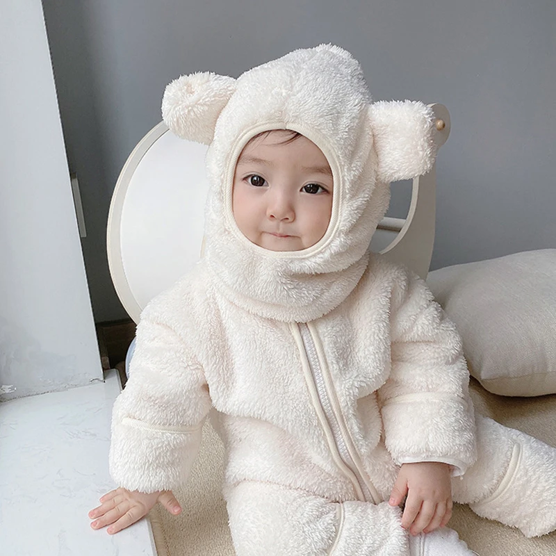 

2020 Foreign Style Winter Baby Boy Girl Clothes Long Sleeve Hooded Jumpsuit Unisex Newborn Onesie Coveralls Zipper Rompers