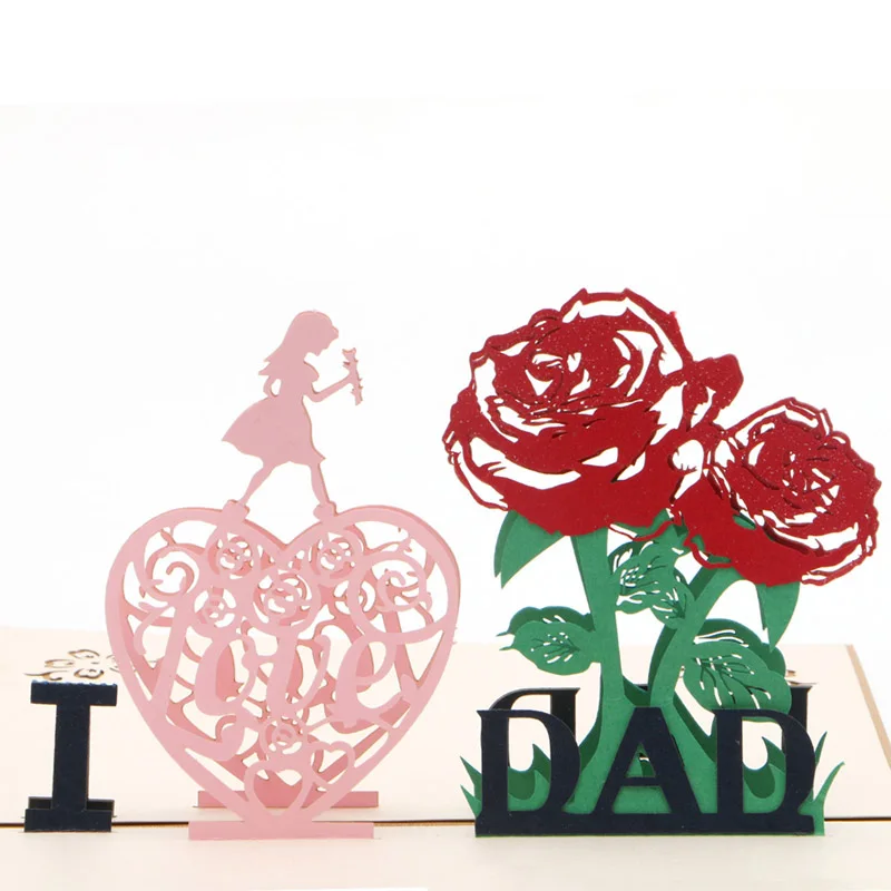 3D выдвижная поздравительная открытка с надписью I Love Dad на День святого Валентина