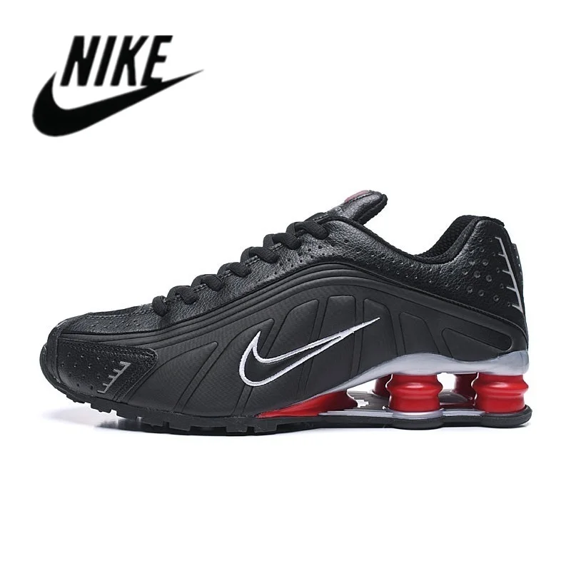 Nueva llegada SHOX R4 zapatos de las mujeres de los hombres columna de aire negro gris zapatillas de deporte Eur 36-46