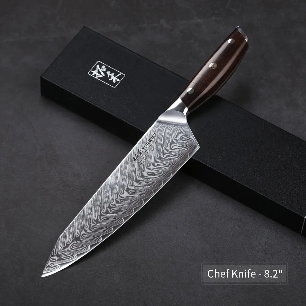 TURWHO 2 шт. высокое качество набор кухонных ножей Профессиональный японский дамасский стальной нож очень острый поварской нож инструмент для приготовления пищи