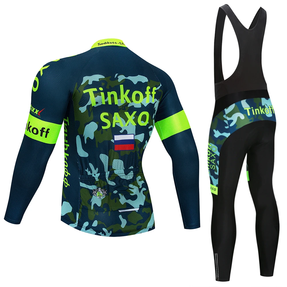 Tinkoff Warm Winter Thermal Fleece Cycling Clothes NW Men's Jersey Suit Outdoor Riding Bike MTB Clothing Bib Pants Set