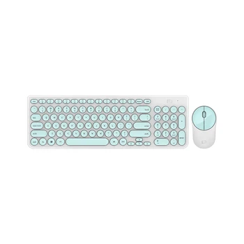 

FD Wireless iK6630 Keyboard & Mouse Combo 2.4GHz Cute Round Key Set Smart Power-Saving Silent Clicks Slim Combo for Laptop