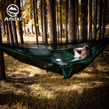 Aricxi Hammock Portable Camping Hammock Folding Backyard Parachute Rope Hammock Garden Tree Hammock with Mosquito Net 3