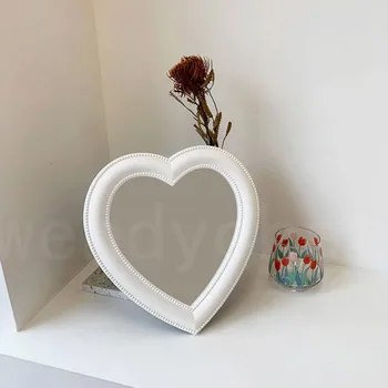 

INS Makeup Mirror Desktop Vanity Mirror Wall Mounted Dual-Use Makeup Mirror Wedding Wall Decoration Heart-Sh aped Mirror