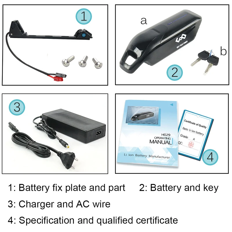 Top 48V 14Ah Sanyo/Panasonic/Samsung Cell eBike Lithium ion Battery For 1000W 750W 500W 8Fun/Bafang BBS02 BBSHD Electric Motorcycle 1