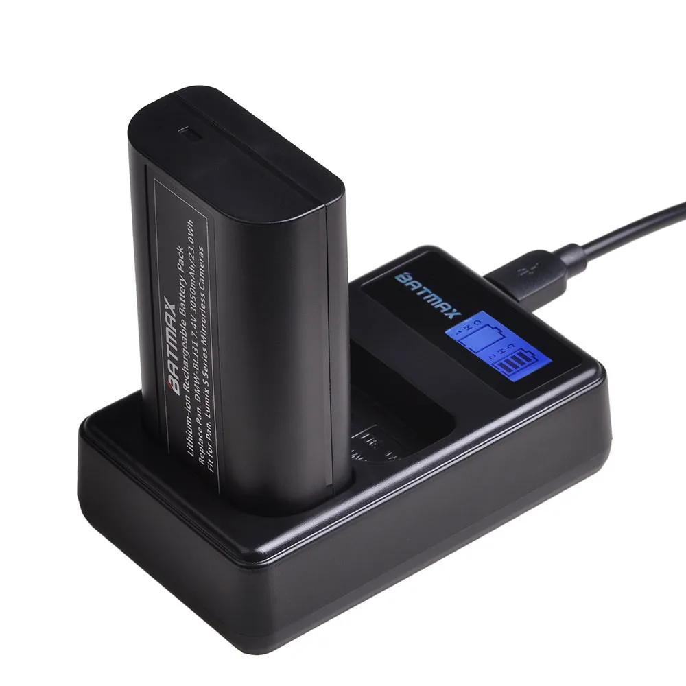 Câmeras sem Espelho Lcd para Panasonic Bateria Batmax Driver Blj31 Carregador Duplo Usb Lumix s1 S1r S1h 3050mah Dmw - Image 5