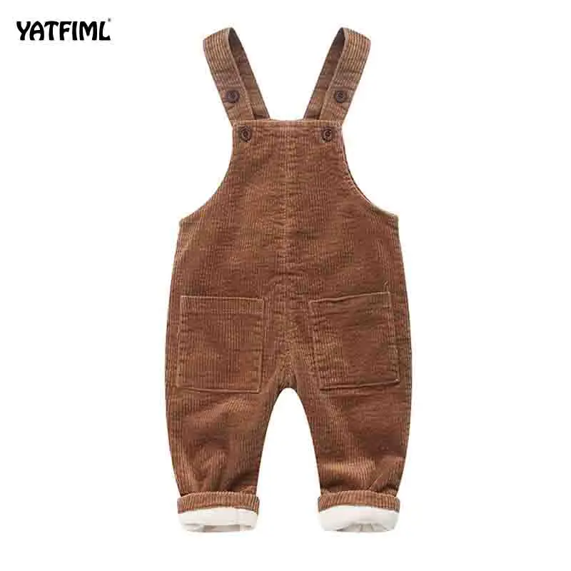 YATFIML/Детские комбинезоны; брюки для мальчиков и девочек; вельветовые плотные повседневные Комбинезоны; комбинезоны для новорожденных; комбинезоны; 0-3Y - Цвет: khaki