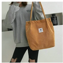 Новая Вельветовая Холщовая Сумка, сумка-мешок, большая вместительность, художественная Сумка для колледжа, женская сумка