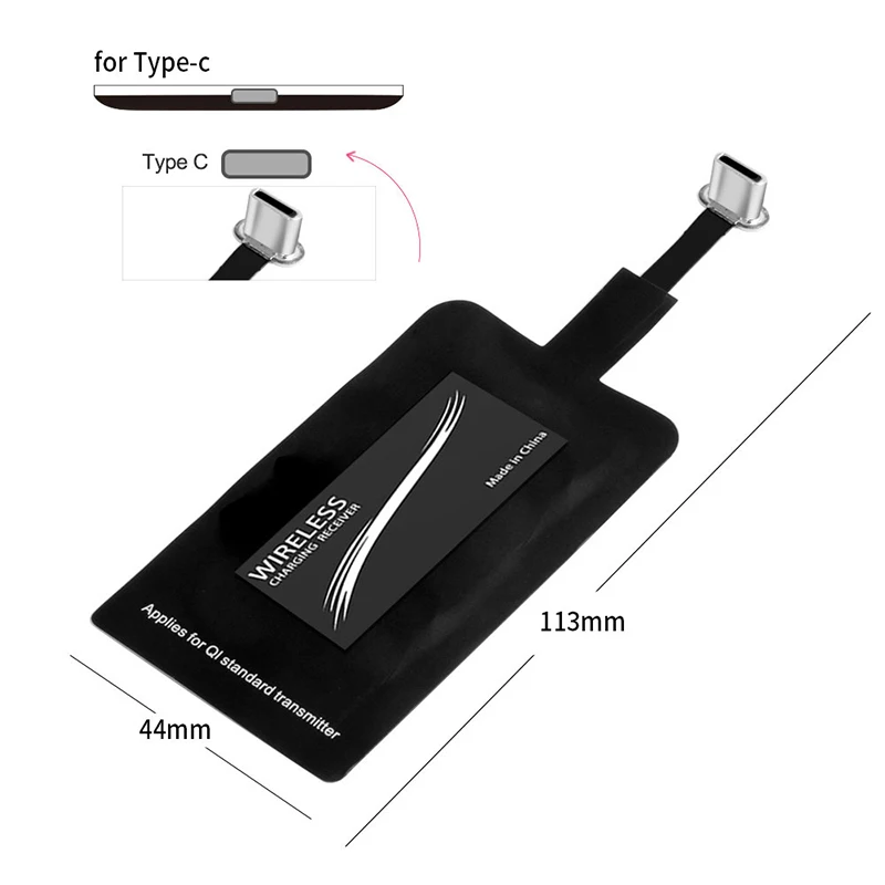 For Type C Qi Беспроводное зарядное устройство приемник индукционный адаптер для iphone 6 7 Android/Micro/type C телефон беспроводной зарядный коврик катушка разъем - Тип штекера: For Type C