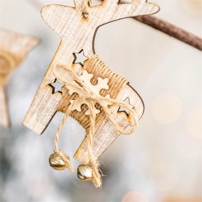 1 шт., рождественские украшения для домашних носков, снеговик, дерево, звезда, деревянные украшения, Рождественская елка, Декор, подвеска, Navidad
