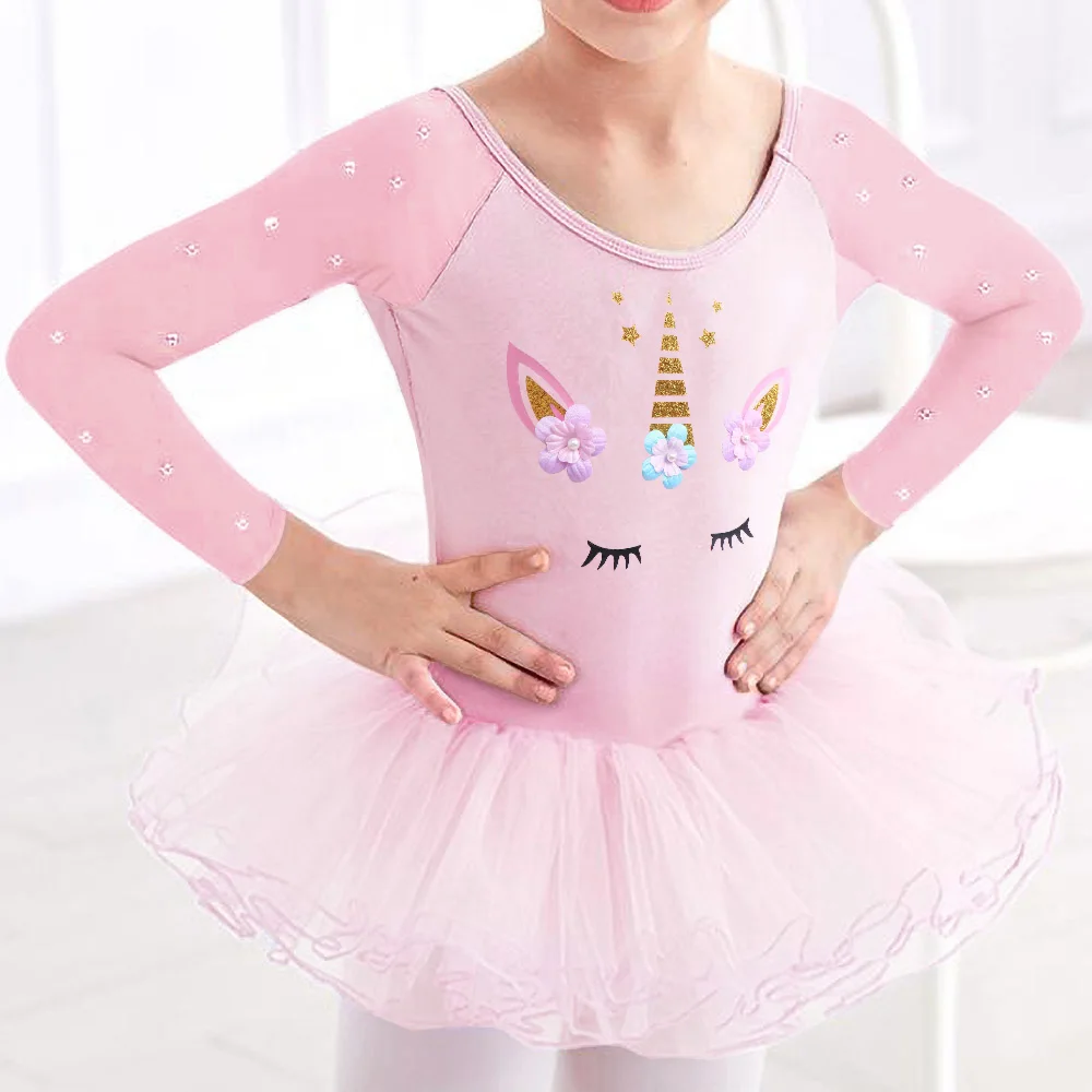 BAOHULU/балетная юбка-пачка с рисунком из мультфильма длинные пайетки, рукав, профессиональный тюль, балетная Одежда для танцев, балетные костюмы для девочек