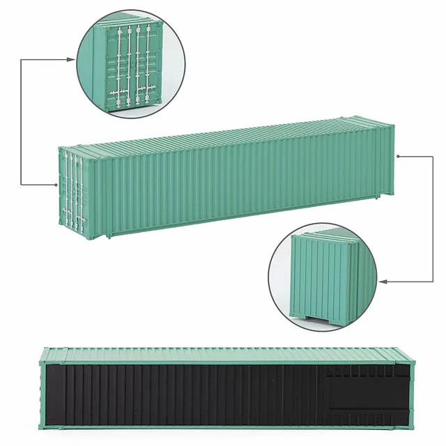 9pcs HO Scale 1:87 Blank 45' Shipping Containers 45ft Pure Color Ribbed Side Container Cargo Box C8745