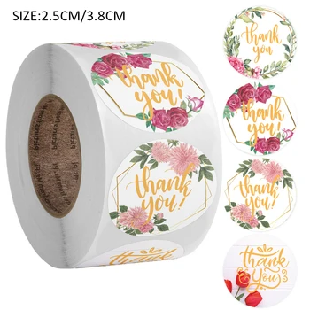 

500pcs/roll Package Adhesive Wedding Party Envelope Lable Handmade Sealing Sticker Scrapbooking Candy Bag Thank You Stationery