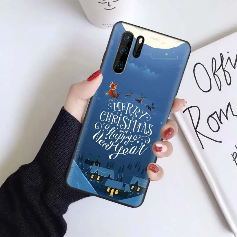 Рождественский черный чехол для huawei mate 30 20 10 P30 P20 P10 Pro Lite P Smart Z мягкий чехол для телефона