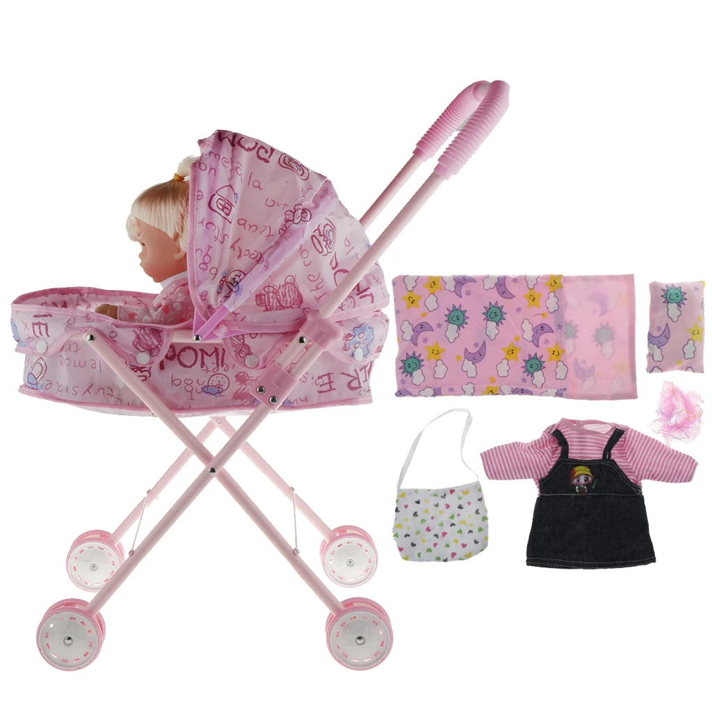 Baby Stroller Prams With Handles & Newborn Baby Doll Baby Supplies Playsets