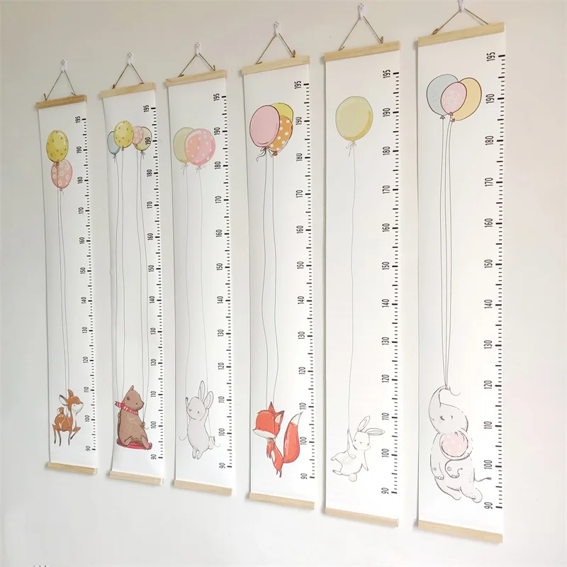 Nordic Cartoon Animal Baby Height Ruler Wooden Wall Hanging Kids Growth Chart Height Record Measure Ruler Home Decor Photo Props
