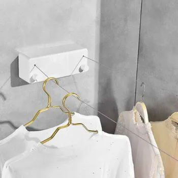 

2020 Double Row Clothes Dryer Telescopic Clothesline Wire Rope Wall Mounted Washing and Drying Machine Clothes Hanger MJ711