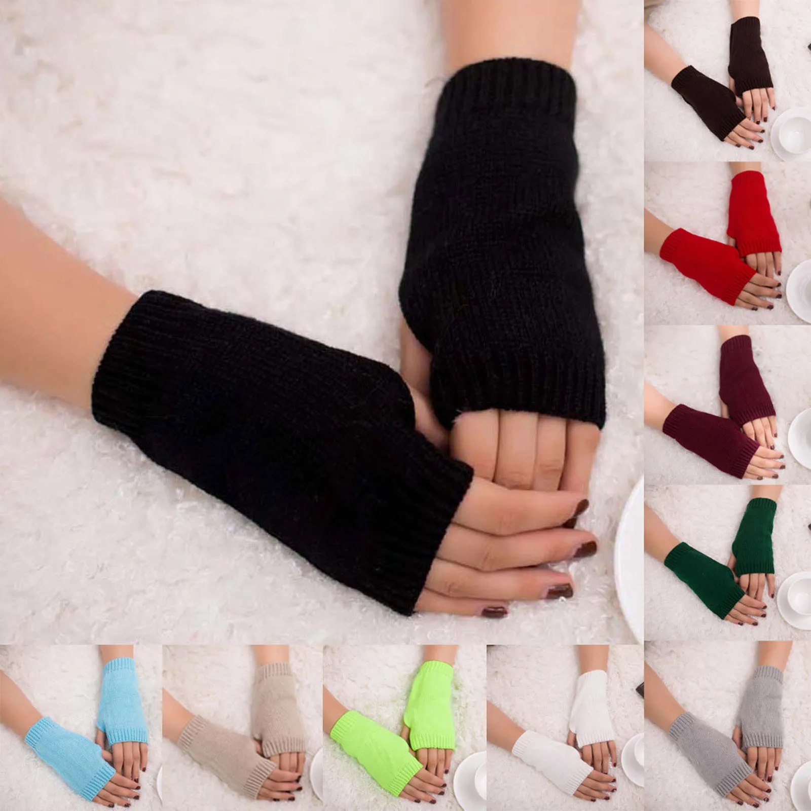 

Hot Knitted Long Fingerless Mittens Femme Fashion Women Winter Autumn Gloves Wrist Arm Hand Warmer еѬаки имние енские
