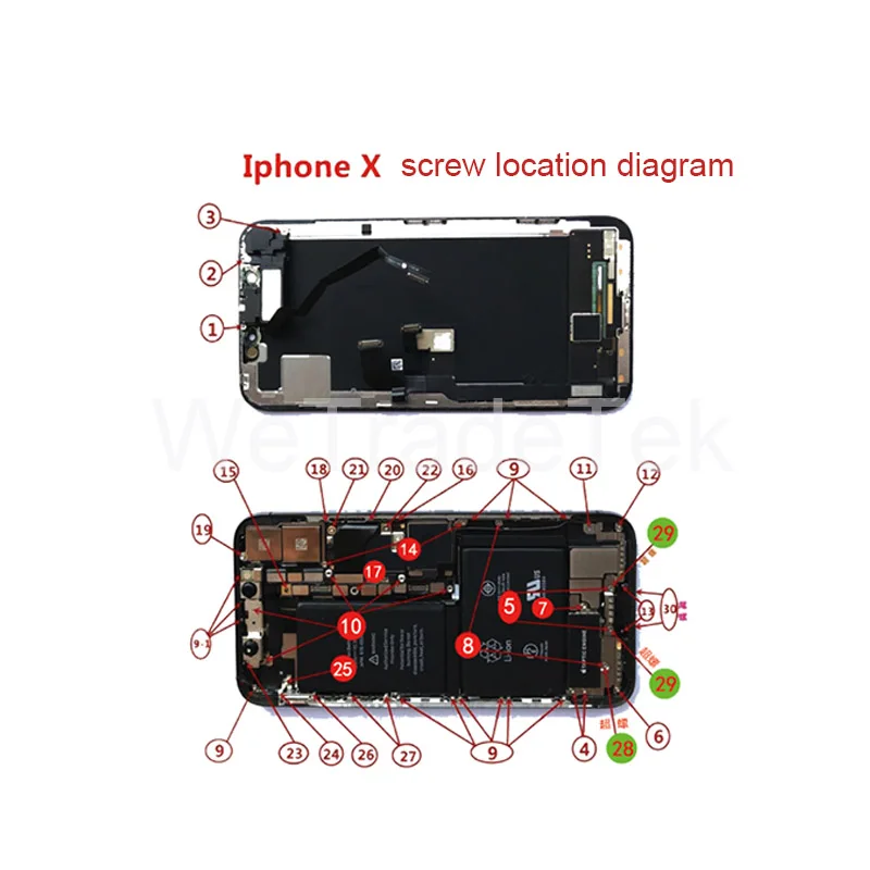 For X Полный набор винтов для iPhone XS XSMAX XR X 6SP 6S 6P 6 ремонтный болт полный комплект запасных частей винты фиксирующие аксессуары для телефонов - Цвет: For X