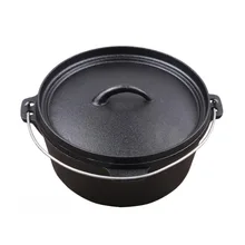 Pot Cast-Iron Dutch Oven 30cm Soup-Pot Stew Picnic Outdoor Uncoated