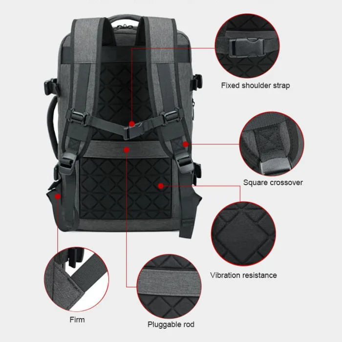 Men Stretchable Backpack Large Capacity with USB Charging Port Knapsack for Travel Outdoor O66
