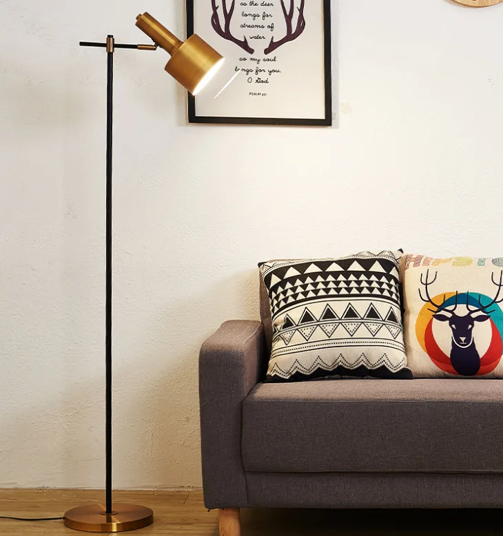 

Post-modern metal North brass gold vertical floor table lamp
