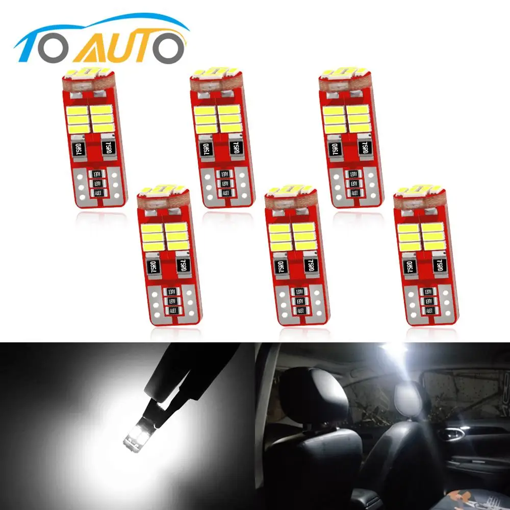6 шт. T10 W5W 194 4014 светодиодный автомобильный светильник Canbus без ошибок 18SMD 6000K белый