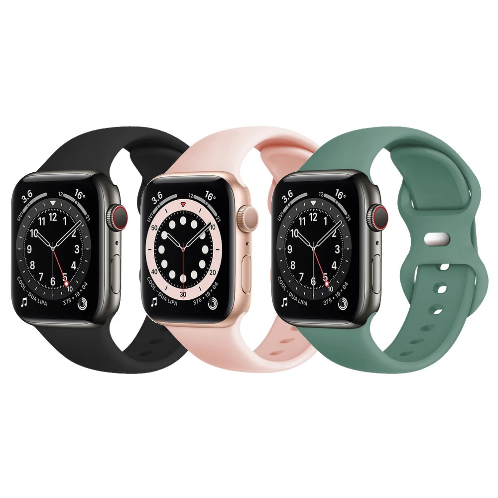 

Ремешок силиконовый для Apple Watch band, спортивный мягкий браслет для iWatch 6 5 4 SE 44 мм 40 мм 42 мм 38 мм