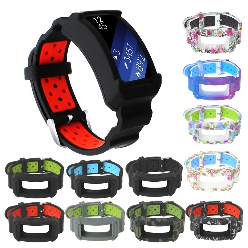 

Silicone Watchband Wrist Band Strap With Protective Frame Replacement For Samsung Gear Fit2 R360 / Fit2 Pro R365