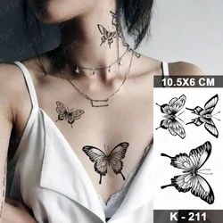 Butterfly Temporary Tattoo Sticker Waterproof Neck Chest Shoulder Back Fake Tatu Sexy Body Art Men Women Children Glitter Kids