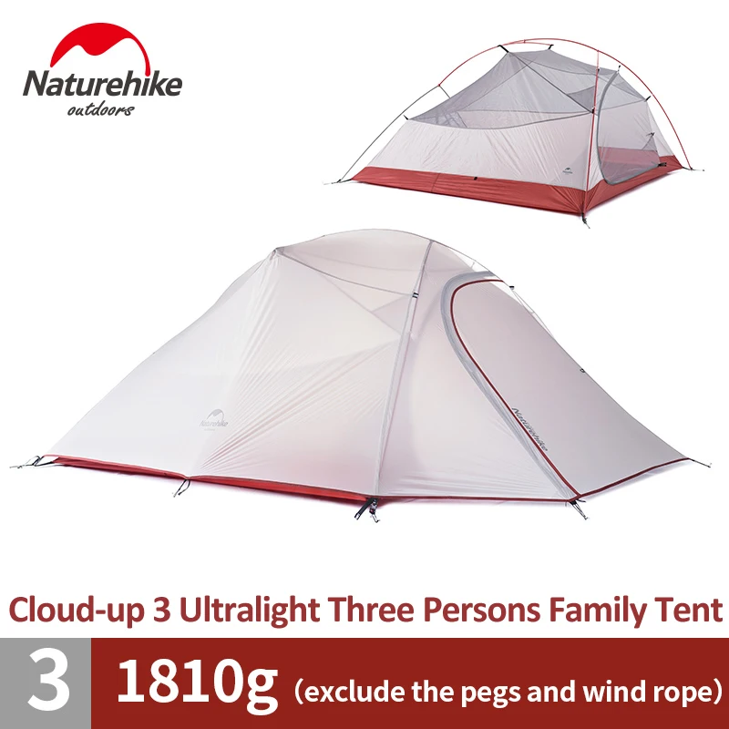 

Naturehike-Ultralight Backpacking Tent for Family, Waterproof Camping Tent, Outdoor Hiking, Cloud-Up, 3 Person, 4 Season