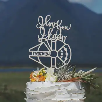 

Star Wars inspired wedding decorations--I love you I know cake topper, Star Wars inspired wedding cake topper, Geek wedding cake