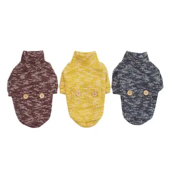 

2018 Autumn and Winter Pet Clothes Warm dog sweaters high collar sweater novel wooden button dog pet clothes sweaters